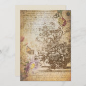  Butterfly gegraveerd Botanisch Notitiekaartje (Voorkant / Achterkant)