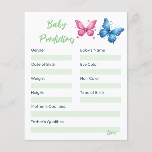Butterfly Gender Reveal Party Baby voorspellingen (Voorkant)