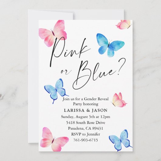 Butterfly Geslacht Onthullen Partij Kaart (Voorkant)