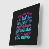 Butterfly Gift | Als je wilt vliegen Vierkante Klok (Hoek)