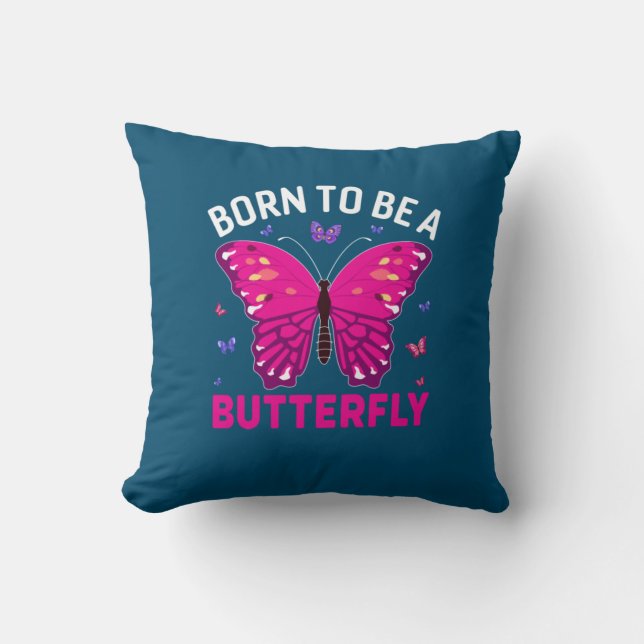 Butterfly Gift | Geboren als vlinder Kussen (Voorkant)