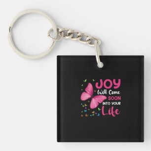 Butterfly Gift Joy zal spoedig komen Sleutelhanger