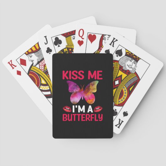 Butterfly Gift | Kus me I Am A Butterfly Pokerkaarten (Achterkant)