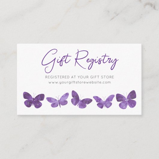 Butterfly Gift Registry Informatiekaartje (Voorkant)