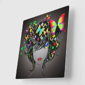 Butterfly Girl 1&1A-klokopties Vierkante Klok (Hoek)