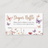 Butterfly Girl Baby shower Bloemen Luier Raffle Informatiekaartje (Voorkant)