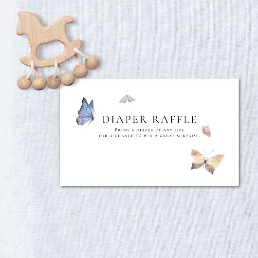 Butterfly Girl Baby Shower Diaper Raffle Informatiekaartje
