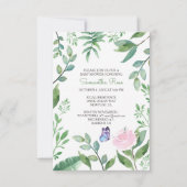 Butterfly Girl Baby shower Invite, Roze Kaart (Voorkant)