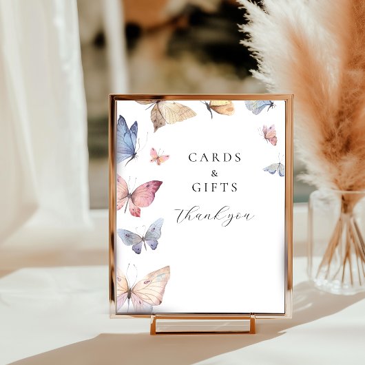 Butterfly Girl Baby Shower Table Top Sign Foto Afdruk