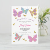 Butterfly, Girl Baby shower Themes, Kaart (Staand voorkant)