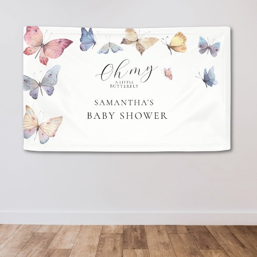 Butterfly Girl Baby Shower Watercolor Spandoek