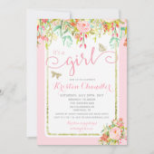 Butterfly Girl Bloementuin Polkadot Baby shower Kaart (Voorkant)