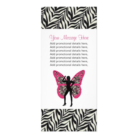 Butterfly Girl en Zebra Print Rack Cards Reclamekaart (Voorkant)