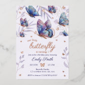 Butterfly Girl's 1e verjaardag Folie Uitnodiging (Voorkant)