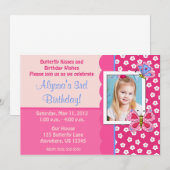 Butterfly Girls Foto Birthday Invitation Kaart (Voorkant / Achterkant)