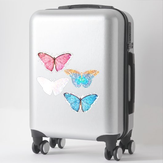 Butterfly Glitter Blue Pink 4-pc Vynyl Contour Sticker (Koffer)