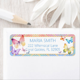 Butterfly Glitter Retouradreslabel Etiket
