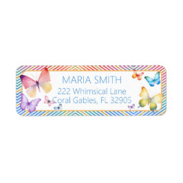 Butterfly Glitter Retouradreslabel Etiket