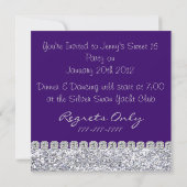 Butterfly GLITTER SWEET 16 DARK PAARS Invitation Kaart (Achterkant)