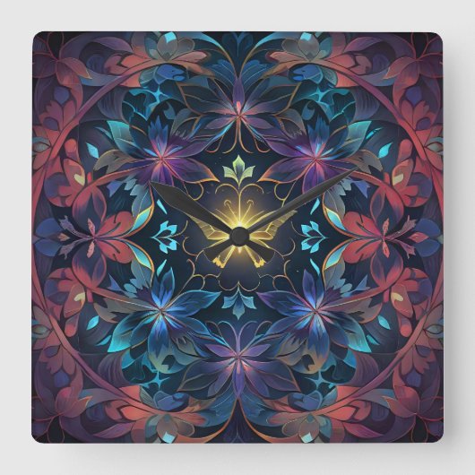 Butterfly-gloed Vierkante Klok (Voorkant)