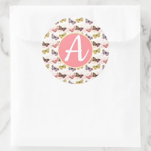 BUTTERFLY GLOSSY Sticker CUSTOM MONOGRAM (Tas)