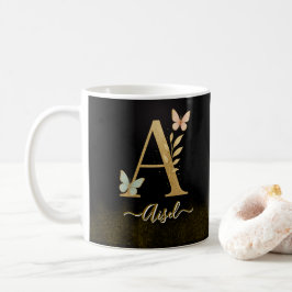 Butterfly Gold "A" Monogram Coffee Mok