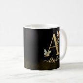 Butterfly Gold "A" Monogram Coffee Mok (Voorkant rechts)