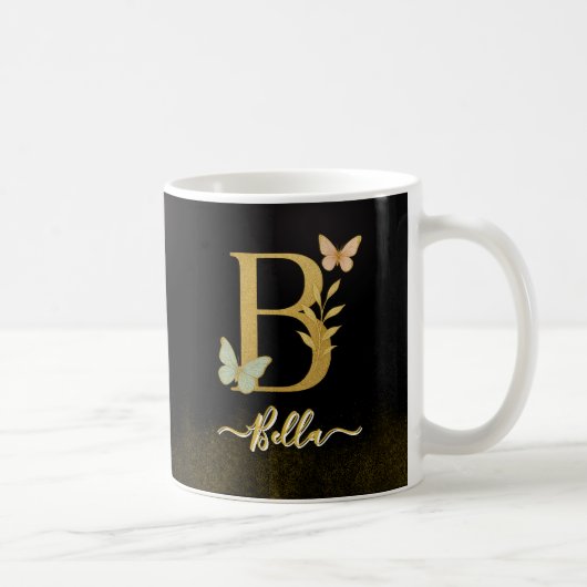 Butterfly Gold "B" Monogram Koffie Mok (Rechts)