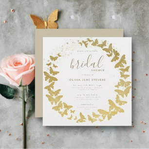 Butterfly Gold Elegant Boho Classic Vrijgezellenfe Kaart