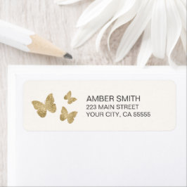 Butterfly Gold Foil Look Natuur Etiket