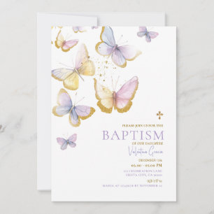 Butterfly Gold Girl Doop Gouden Kruis Bloemen Kaart