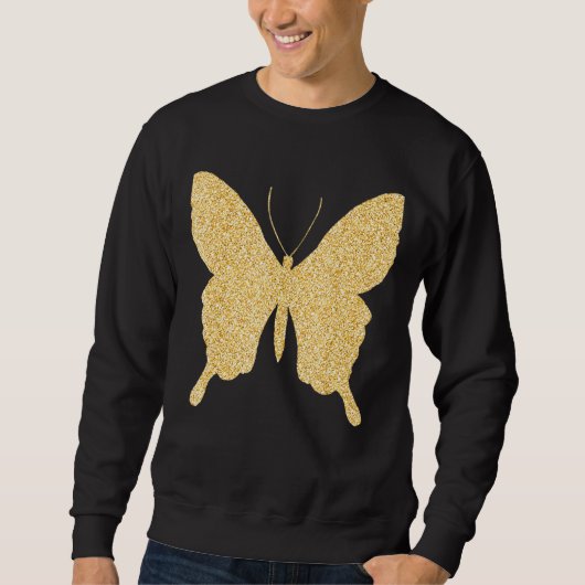 Butterfly Gold Glitter Bling Butterfly Lover Trui (Voorkant)