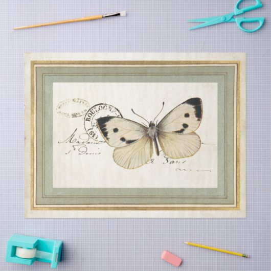 Butterfly Gold Lijst Frans Postmark Craft Tissuepapier (Craft)