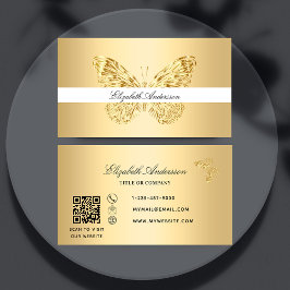 Butterfly gold QR code elegant script Visitekaartje