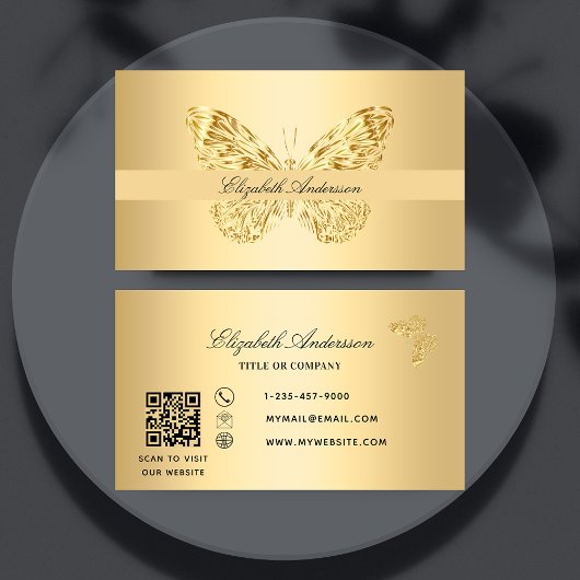 Butterfly Gold QR-code script Visitekaartje
