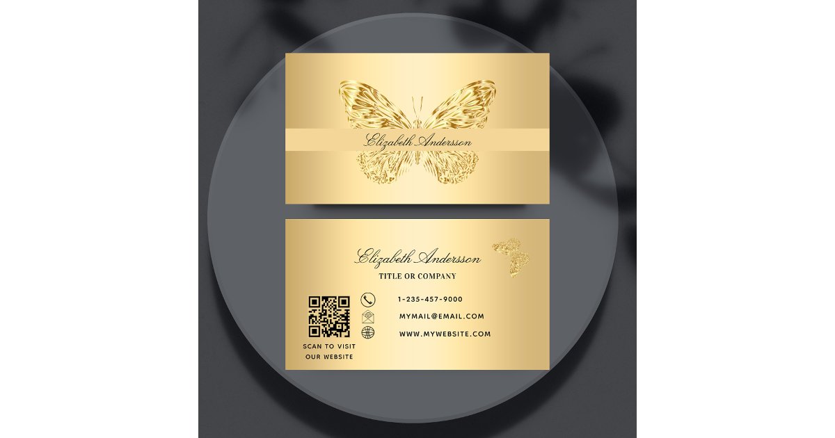 Butterfly Gold QR-code script Visitekaartje | Zazzle.nl