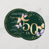 Butterfly Gold Ring Krans 50e Jubileum Kaart (Voorkant / Achterkant)