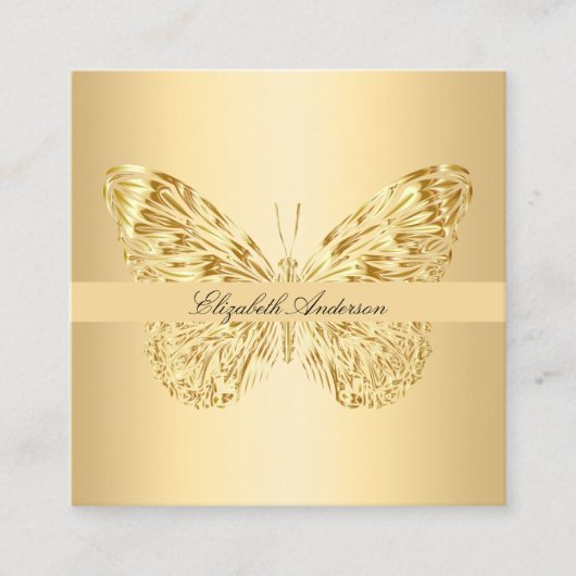 Butterfly gouden QR code script foto Vierkante Visitekaartje (Voorkant)