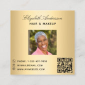 Butterfly gouden QR code script foto Vierkante Visitekaartje (Achterkant)