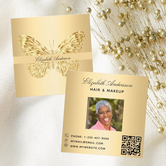 Butterfly gouden QR code script foto Vierkante Visitekaartje