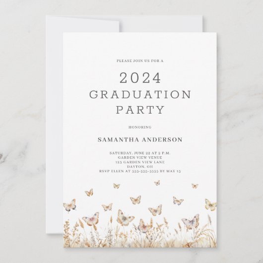 Butterfly Graduation Party Kaart (Voorkant)