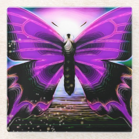 Butterfly graffitis glazen onderzetter (Voorkant)