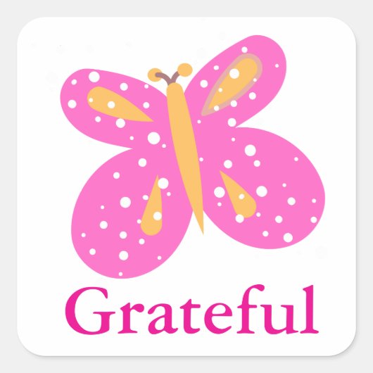 Butterfly Grateful Pinks Yellow_Fun Stickers (Voorkant)