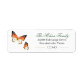 Butterfly Green Gold Return-adreslabel Etiket (Voorkant)
