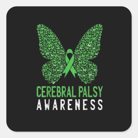 Butterfly Green Ribbon Vierkante Sticker (Voorkant)