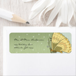  Butterfly Green Wood Grain Star-adres Etiket