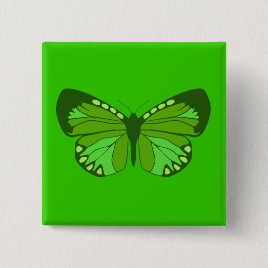 Butterfly Greens Vierkante Button 5,1 Cm (Voorkant)