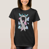 Butterfly Grey Ribbon Hersenkanker Bewustzijn T-shirt (Voorkant)
