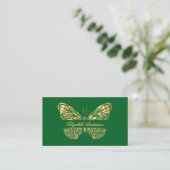 Butterfly groen goud QR code script Visitekaartje (Staand voorkant)