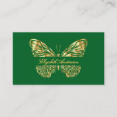 Butterfly groen goud QR code script Visitekaartje (Voorkant)